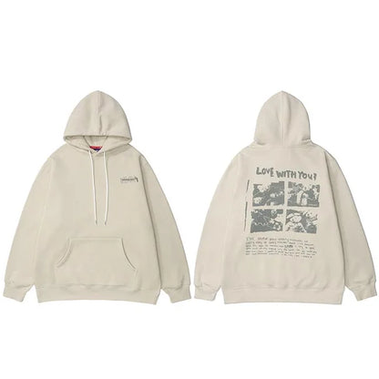 Hip Hop Hoodie Streetwear Sweatshirt 2025 Men Bear Letter Print Harajuku Hoodie Autumn Cotton Fleece Hooded Pullover Sweat Shirt
