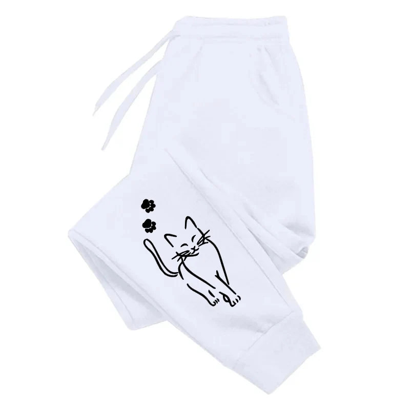 Hot Sales Womens Sweatpants Cat Printing Fashion Street Sports Pants Fitness Jogger Trousers Daily Casual Running Woman Pants