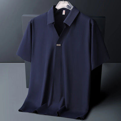 Polo Shirt Men M-6XL 7XL 8XL Summer New High Quality Mens Short-Sleeved Polo Shirt Ice Silk Men's Business Casual Polo Shirt 561