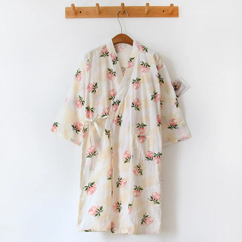 Ladies Cotton Kimono Bathrobe Loose Homewear Pajamas Robes for Women Multi Colors Printed Cardigan Sleep Wear Womens Robe