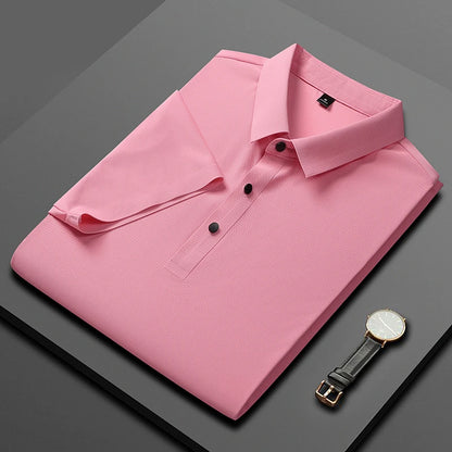 Polo Shirt Men Summer New High Quality Mens Short-Sleeved Polo Shirt Ice Silk Men's Business Casual Polo Shirt Size M-5XL 8888