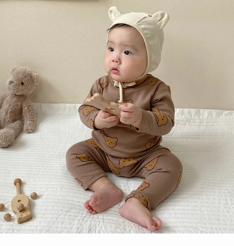 0-3Y Baby Pajama Suit Toddler Boys Sleep Wear Infant Girls Pyjama Cartoon Print Night Wear