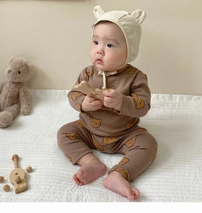 0-3Y Baby Pajama Suit Toddler Boys Sleep Wear Infant Girls Pyjama Cartoon Print Night Wear