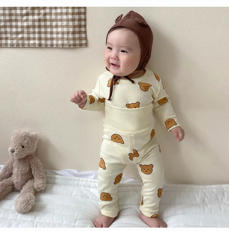 0-3Y Baby Pajama Suit Toddler Boys Sleep Wear Infant Girls Pyjama Cartoon Print Night Wear