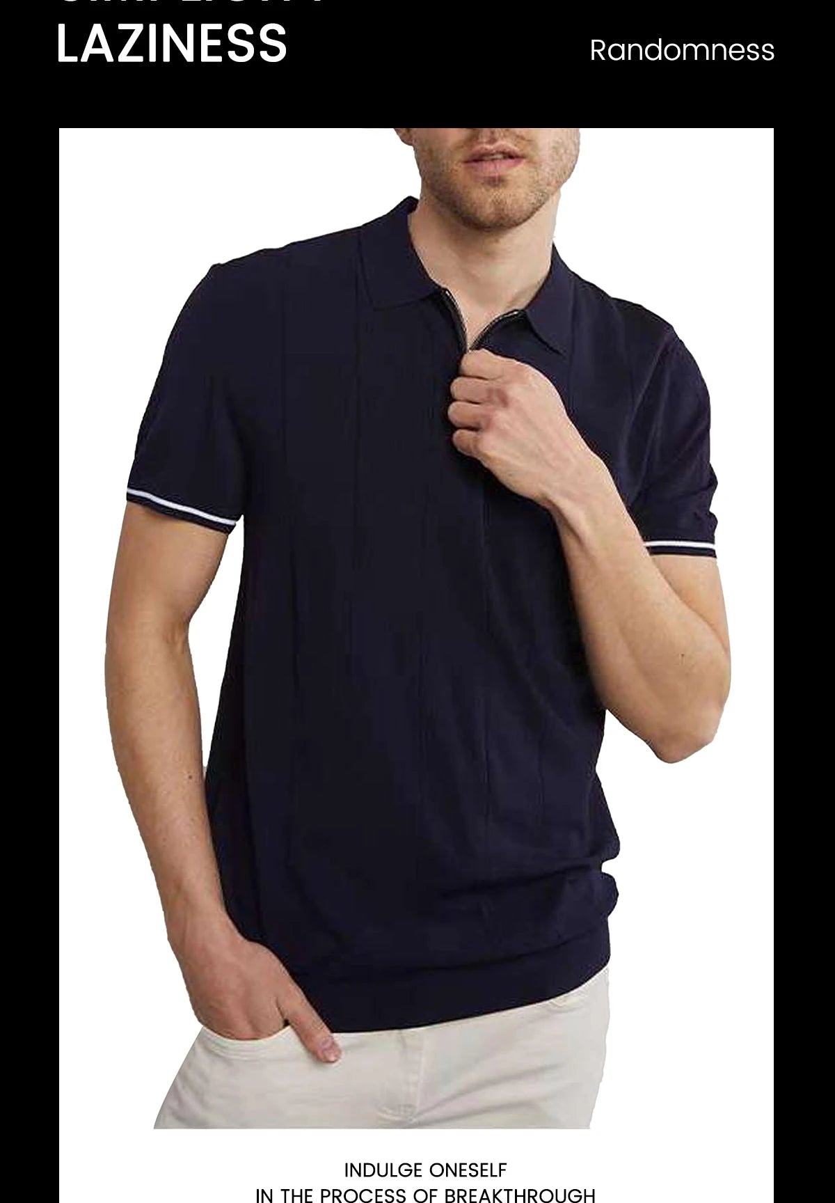 CHCH Men's Polo Shirt Summer Ribbed Knitted Breathable Cool Texture Polo Shirt