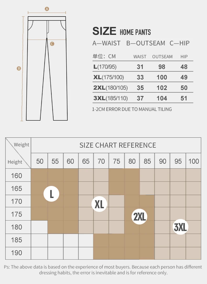 Pajama Pants Men's Pants Pure Cotton Home Pants Thin Summer Loose Plaid Cotton Home Pants Spring & Fall Air-Conditioned Pants