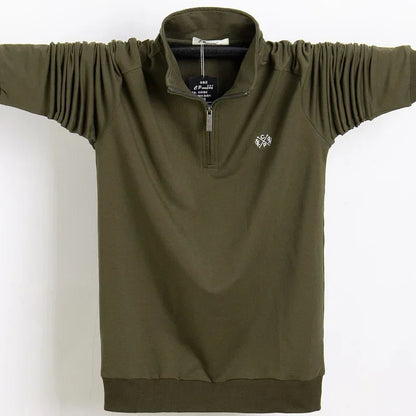 Men Polo Shirt 2025 Pure Cotton Men Business Casual Male Polo Shirt Autumn Long Sleeve Stand Collar Polo Shirt Plus Size 5XL 6XL