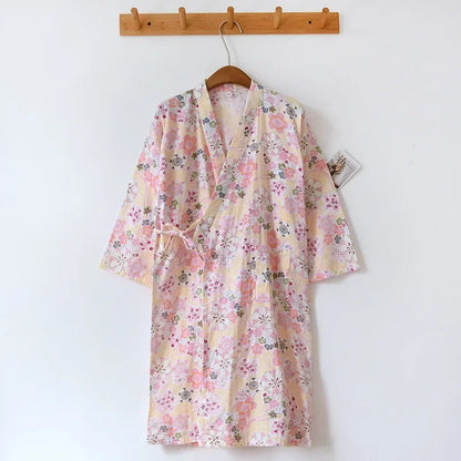 Ladies Cotton Kimono Bathrobe Loose Homewear Pajamas Robes for Women Multi Colors Printed Cardigan Sleep Wear Womens Robe
