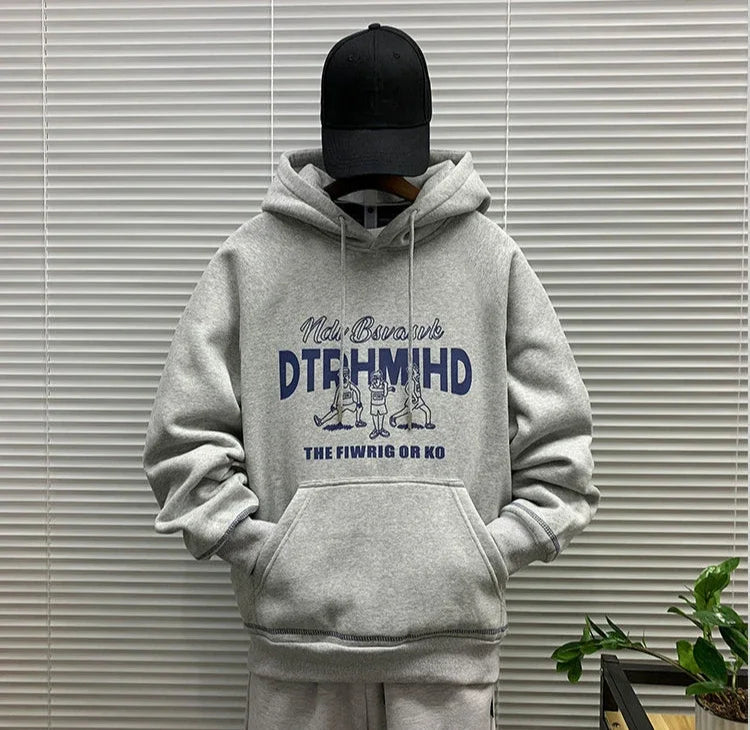 Men's Hooded Sweatshirt New In Korean Style Harajuku Fashion Sweat Shirt Loose Male Hoodie Winter Aesthetic Warm Tops Streetwear