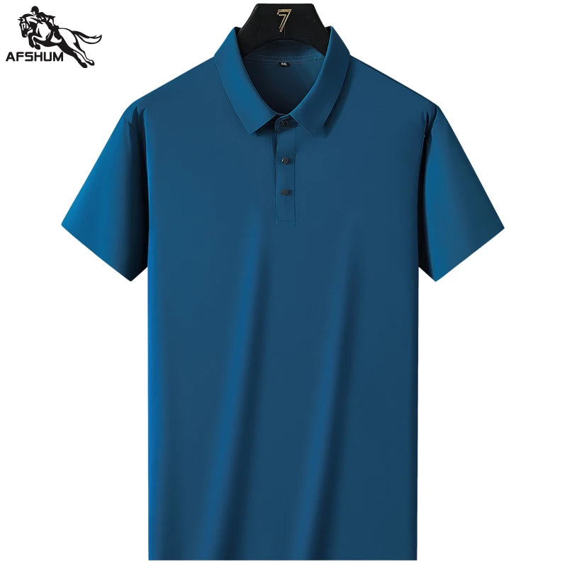 Polo Shirt Men Summer New High Quality Mens Short-Sleeved Polo Shirt Ice Silk Men's Business Casual Polo Shirt Size M-5XL 8888