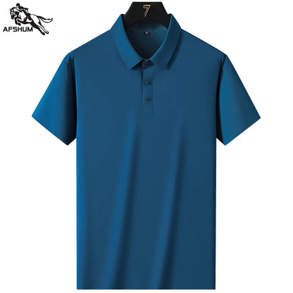 Polo Shirt Men Summer New High Quality Mens Short-Sleeved Polo Shirt Ice Silk Men's Business Casual Polo Shirt Size M-5XL 8888