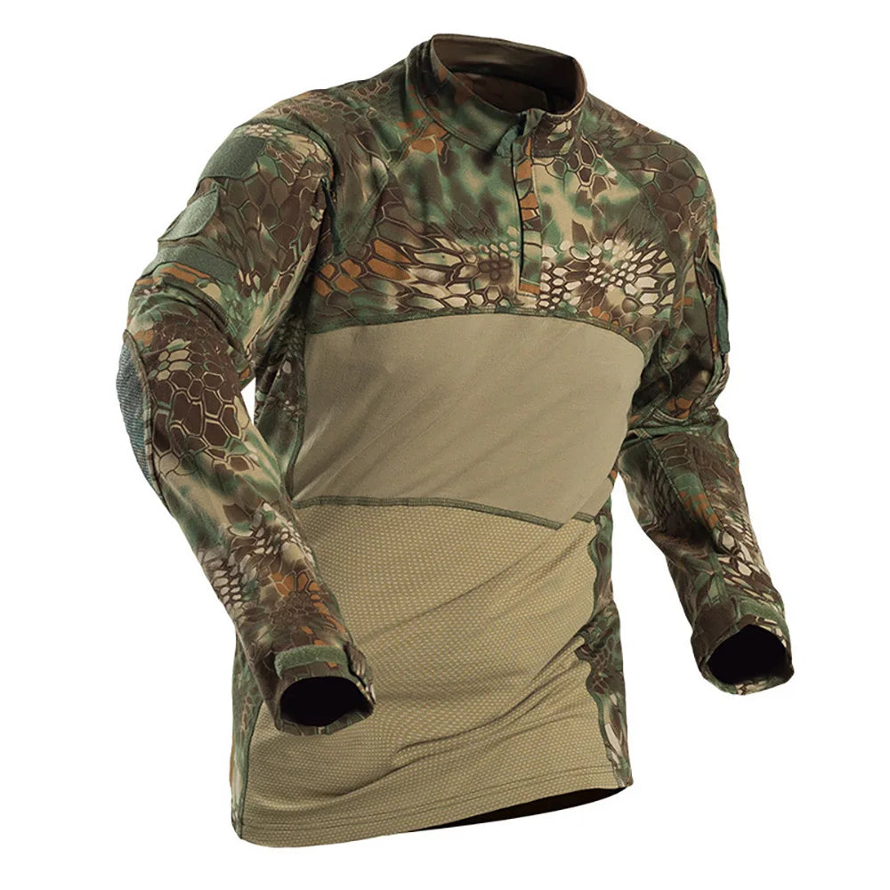 Tactical Shirt Combat Shirt Men Clothing Military Elasticity Man Shirt Camo T Shirt Multicam Army Long Shirt Hunting Clothes