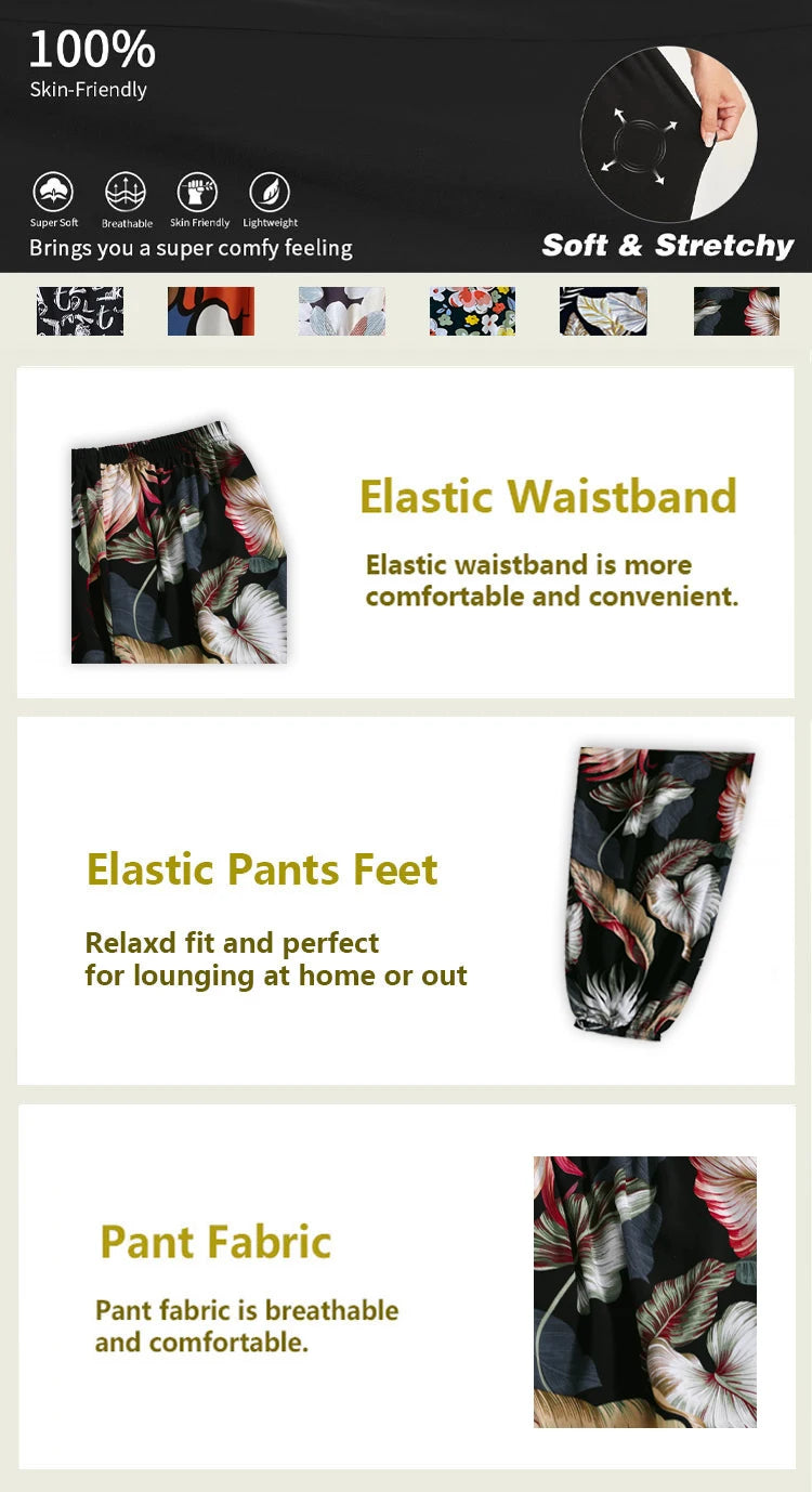 Women Casual Loose Cozy Pants Elastic Pants Feet Harem Pants Sweatpants Pants Summer Beach Pants Elastic Waistband