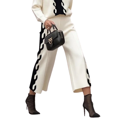 Krisstargirl 2025 New Knitting Straight Leg Woman Pants Autumn High Waisted Casual Simple Warm Strecth Women's Long Trousers