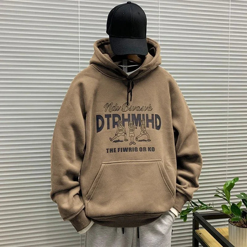 Men's Hooded Sweatshirt New In Korean Style Harajuku Fashion Sweat Shirt Loose Male Hoodie Winter Aesthetic Warm Tops Streetwear