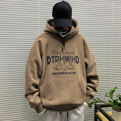 Men's Hooded Sweatshirt New In Korean Style Harajuku Fashion Sweat Shirt Loose Male Hoodie Winter Aesthetic Warm Tops Streetwear