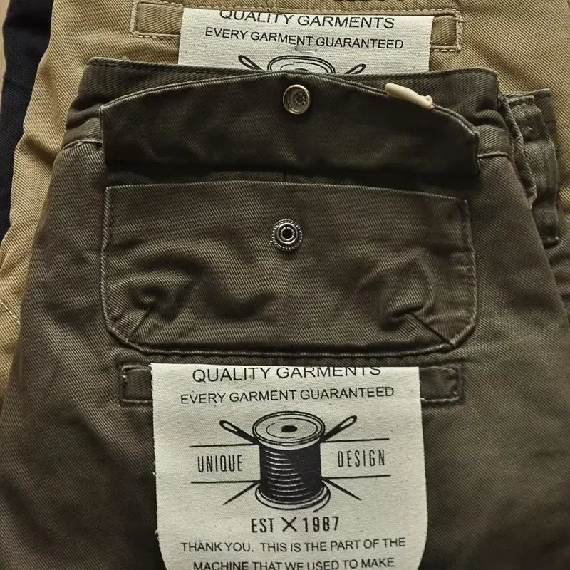 New Mens New Cargo Pants American Retro Heavy-duty Workwear Pants Man Wear-resistant Loose Straight Leg Pants Casual Trousers