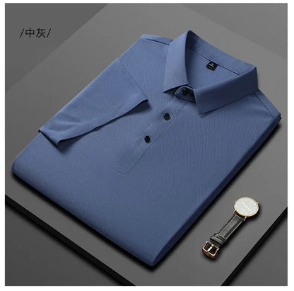 Polo Shirt Men Summer New High Quality Mens Short-Sleeved Polo Shirt Ice Silk Men's Business Casual Polo Shirt Size M-5XL 8888