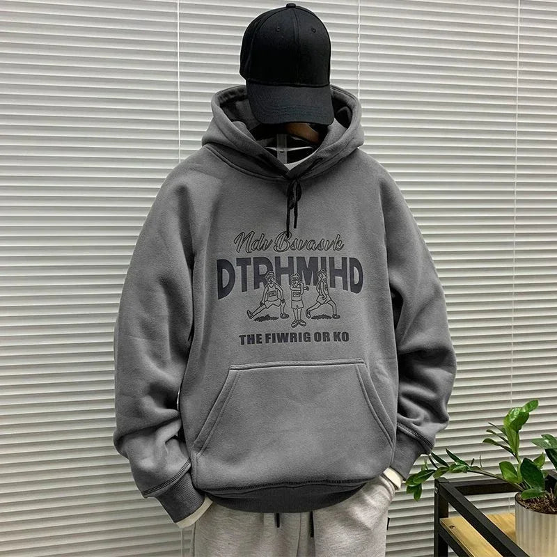 Men's Hooded Sweatshirt New In Korean Style Harajuku Fashion Sweat Shirt Loose Male Hoodie Winter Aesthetic Warm Tops Streetwear