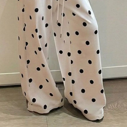 OCEANLOVE Wide Leg Trousers Polka Dot Spring Summer Korean Fashion Woman Pants High Waist Drawstring Pantalones Mujer