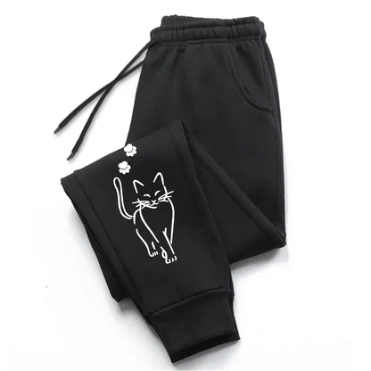 Hot Sales Womens Sweatpants Cat Printing Fashion Street Sports Pants Fitness Jogger Trousers Daily Casual Running Woman Pants
