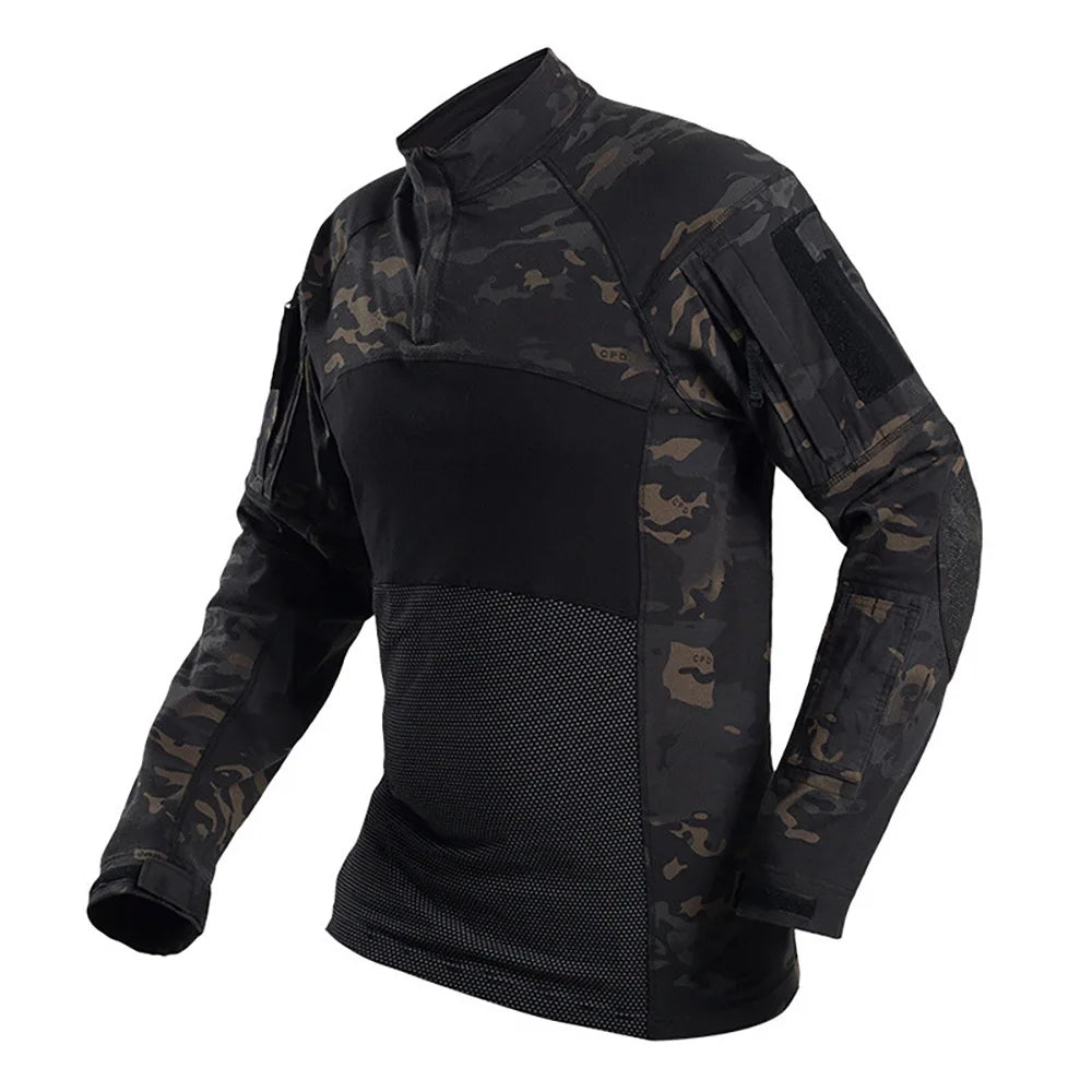 Tactical Shirt Combat Shirt Men Clothing Military Elasticity Man Shirt Camo T Shirt Multicam Army Long Shirt Hunting Clothes