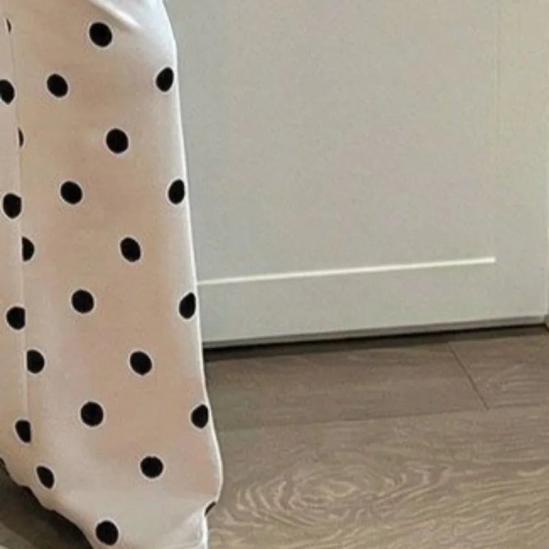 OCEANLOVE Wide Leg Trousers Polka Dot Spring Summer Korean Fashion Woman Pants High Waist Drawstring Pantalones Mujer