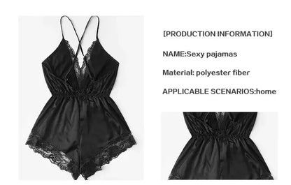 Summer New Sexy Fashion Women Lace Splice Trim Backless Bow Shorts V-Neck Bodysuit Women Sleep Wear Set