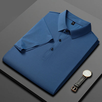 Polo Shirt Men Summer New High Quality Mens Short-Sleeved Polo Shirt Ice Silk Men's Business Casual Polo Shirt Size M-5XL 8888