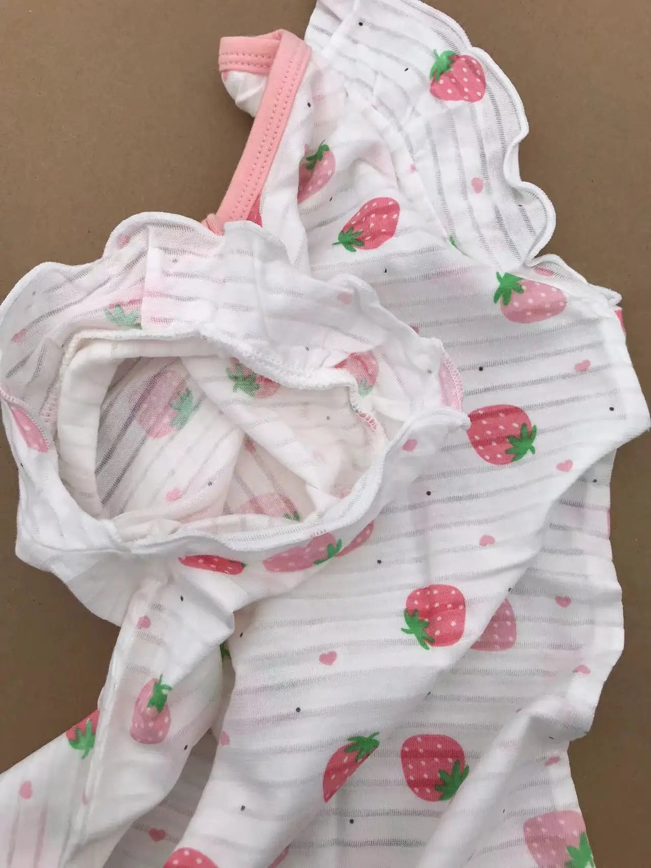 Girl Strawberry Prints Nightgown Dress Cotton Soft Breathable Kids Sleep Wear Quality Home Wear Size 110-170