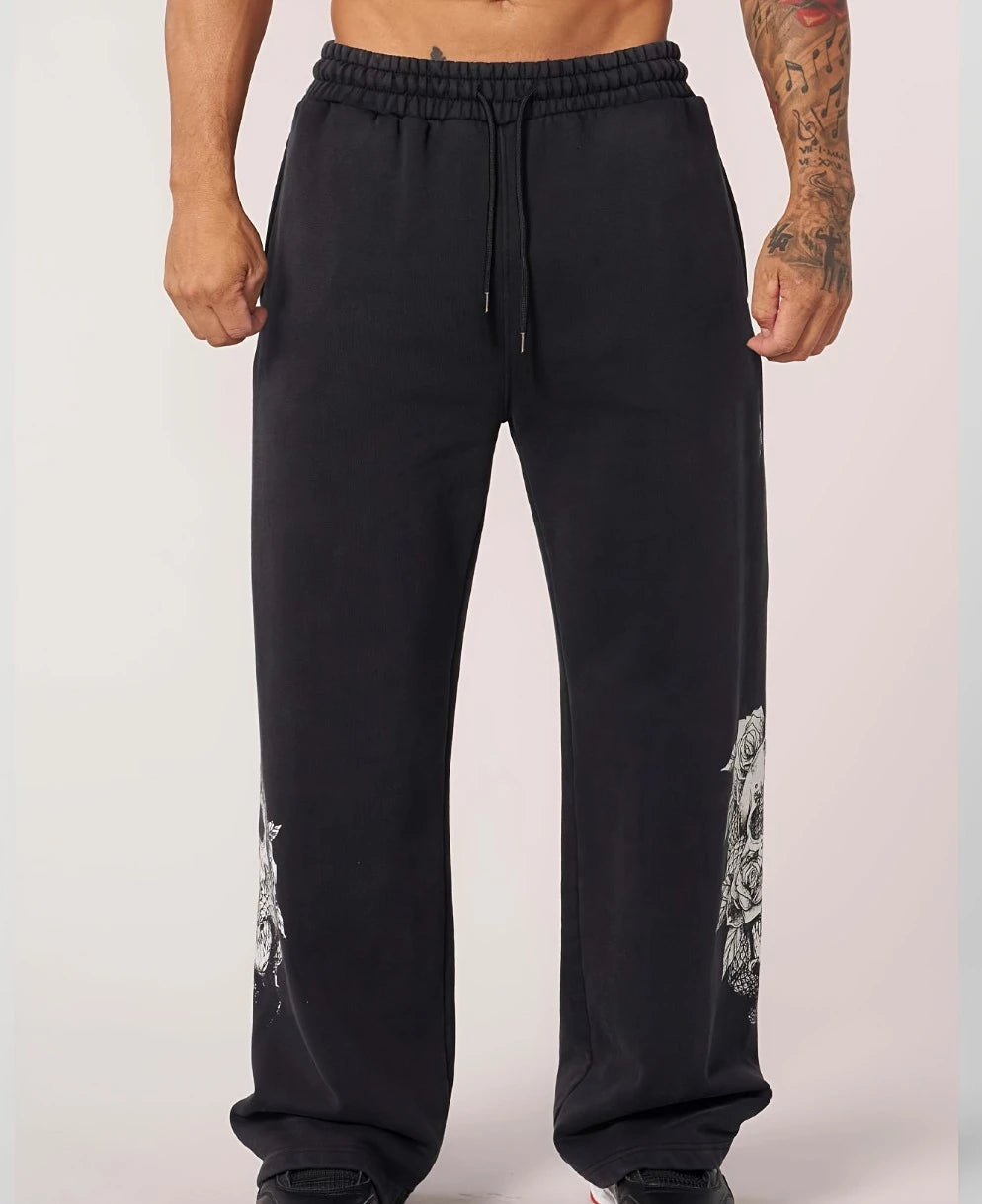 New Men's Outdoor Long Pants Trendy Sports Pants Wide Leg Straight Casual Pants Fitness Pants Loose Running Pants