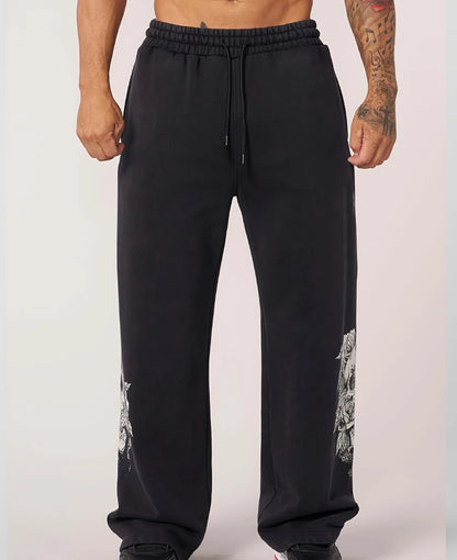 New Men's Outdoor Long Pants Trendy Sports Pants Wide Leg Straight Casual Pants Fitness Pants Loose Running Pants
