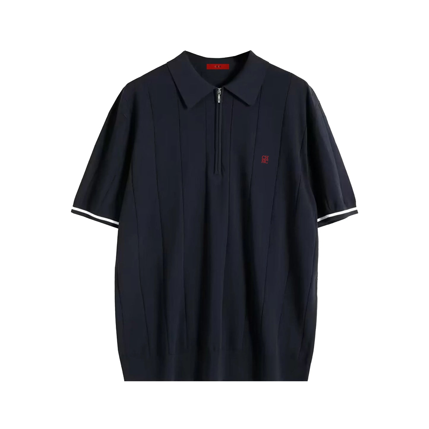 CHCH Men's Polo Shirt Summer Ribbed Knitted Breathable Cool Texture Polo Shirt
