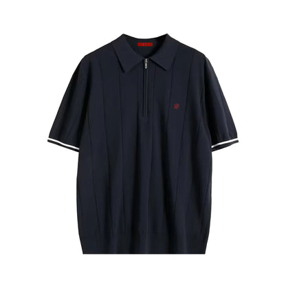 CHCH Men's Polo Shirt Summer Ribbed Knitted Breathable Cool Texture Polo Shirt