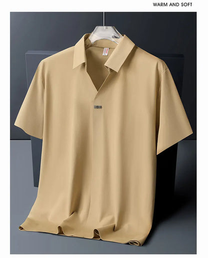 Polo Shirt Men M-6XL 7XL 8XL Summer New High Quality Mens Short-Sleeved Polo Shirt Ice Silk Men's Business Casual Polo Shirt 561