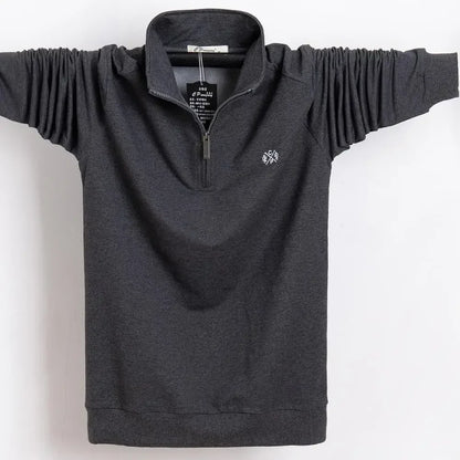 Men Polo Shirt 2025 Pure Cotton Men Business Casual Male Polo Shirt Autumn Long Sleeve Stand Collar Polo Shirt Plus Size 5XL 6XL