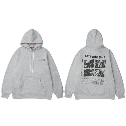 Hip Hop Hoodie Streetwear Sweatshirt 2025 Men Bear Letter Print Harajuku Hoodie Autumn Cotton Fleece Hooded Pullover Sweat Shirt