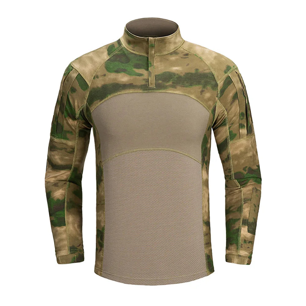 Tactical Shirt Combat Shirt Men Clothing Military Elasticity Man Shirt Camo T Shirt Multicam Army Long Shirt Hunting Clothes