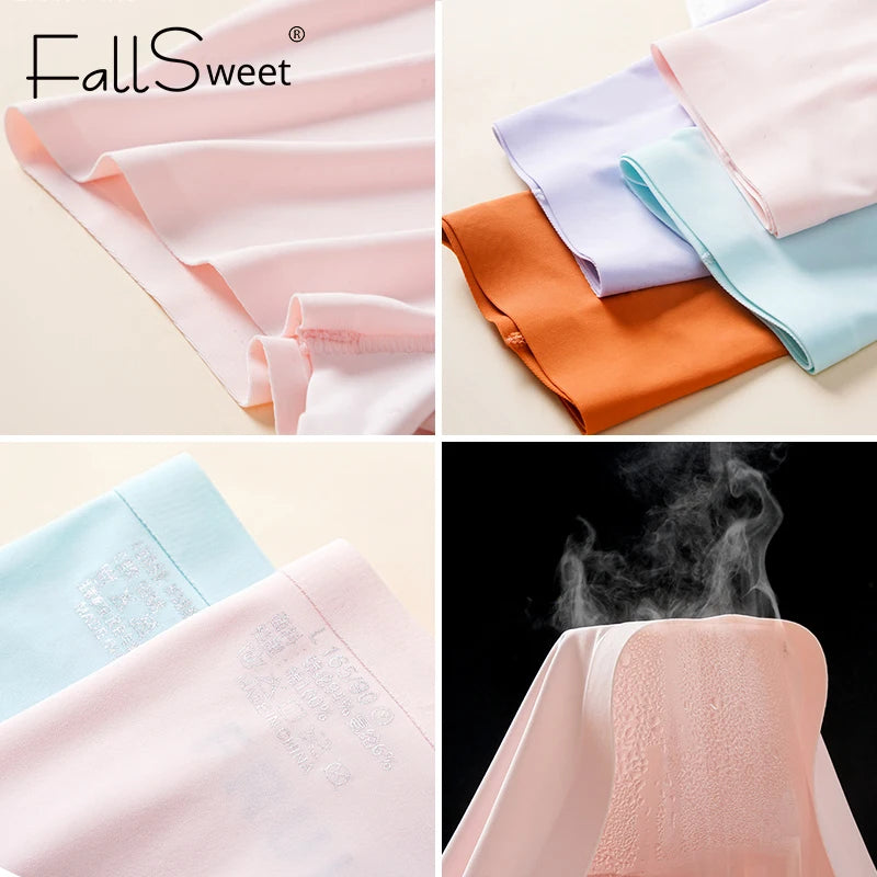 FallSweet 5PCS Women’s Seamless Boyshort Panties Comfortable Breathable Silk Satin Underwear for Woman Boxer Sports & Daily Wear