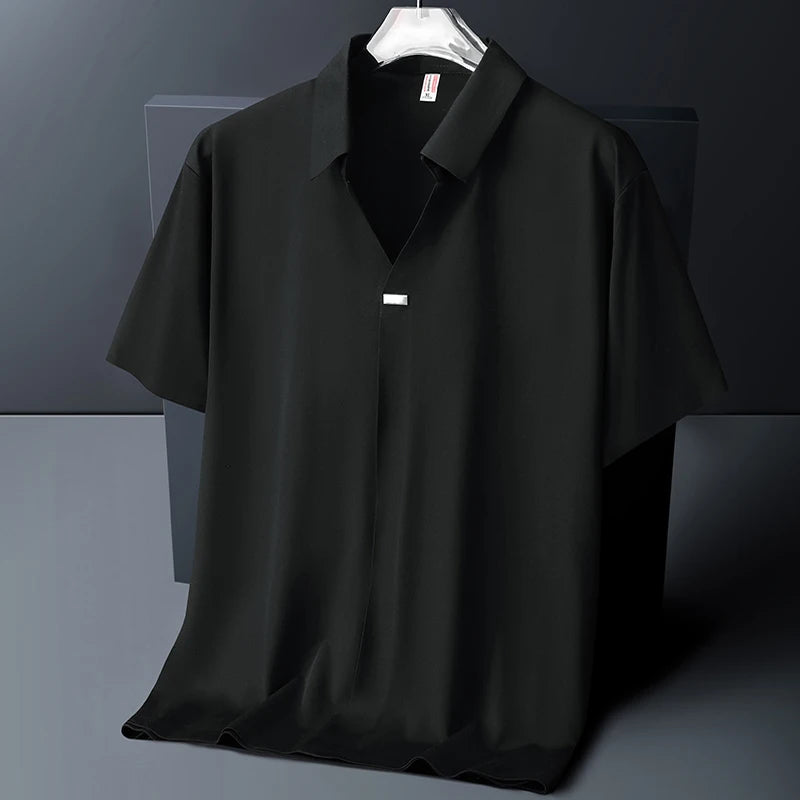 Polo Shirt Men M-6XL 7XL 8XL Summer New High Quality Mens Short-Sleeved Polo Shirt Ice Silk Men's Business Casual Polo Shirt 561