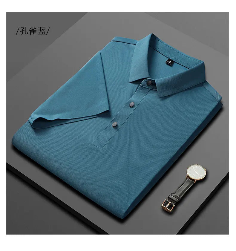 Polo Shirt Men Summer New High Quality Mens Short-Sleeved Polo Shirt Ice Silk Men's Business Casual Polo Shirt Size M-5XL 8888