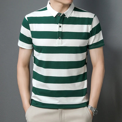 polo shirt men summer new high quality cotton men's Short sleeve polo shirt splicing stripes Mens Business casual polo shirt T01