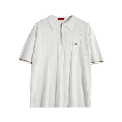 CHCH Men's Polo Shirt Summer Ribbed Knitted Breathable Cool Texture Polo Shirt