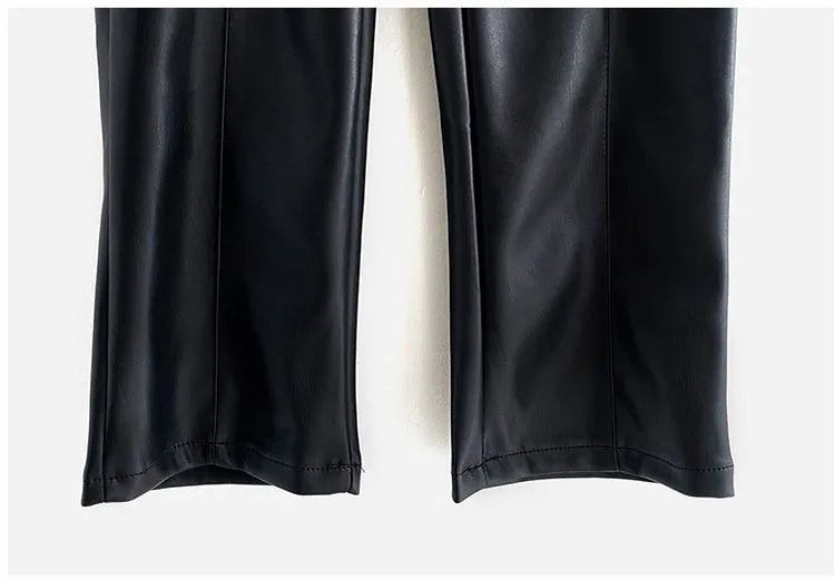 PU Autumn Winter Leather Pencil Pant Women Bodycon Fashion Office High Waist Ladies Trousers Casual Woman Pants