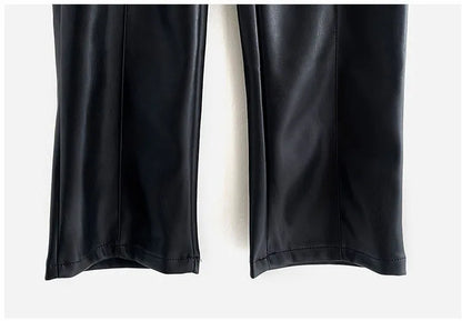 PU Autumn Winter Leather Pencil Pant Women Bodycon Fashion Office High Waist Ladies Trousers Casual Woman Pants