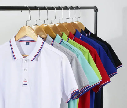 Summer Polo Shirt With Custom Print Embroidery Logo Mens Short Sleeve Casual Cotton Polo Shirt Business Spring Lapel Polo Shirt