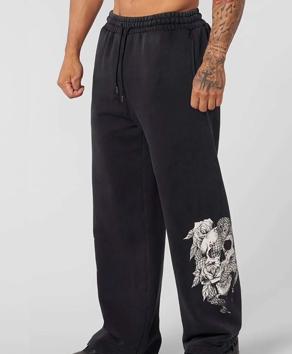 New Men's Outdoor Long Pants Trendy Sports Pants Wide Leg Straight Casual Pants Fitness Pants Loose Running Pants