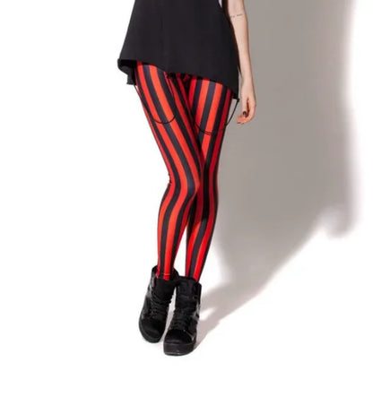 New Sexy Women Legging Black White Stripe Printing Fitness leggins Fashion Slim High Waist Leggings Woman Pants Christmas Gift