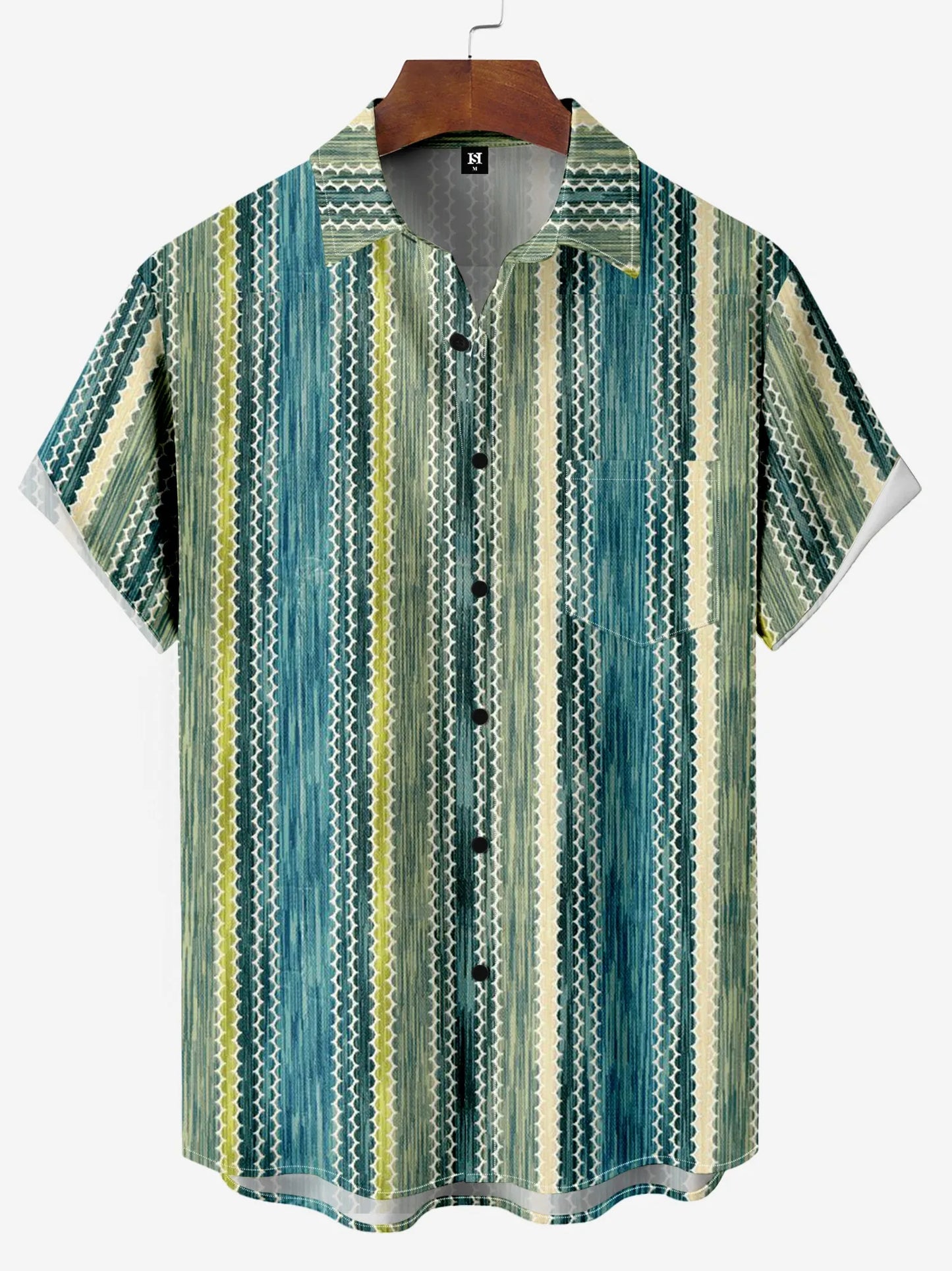 Men's Shirt Short Sleeve Colorful Stripe Print Button Shirt Summer Beach Shirt Camping Shirt Short Sleeve Men's Formal Shirt