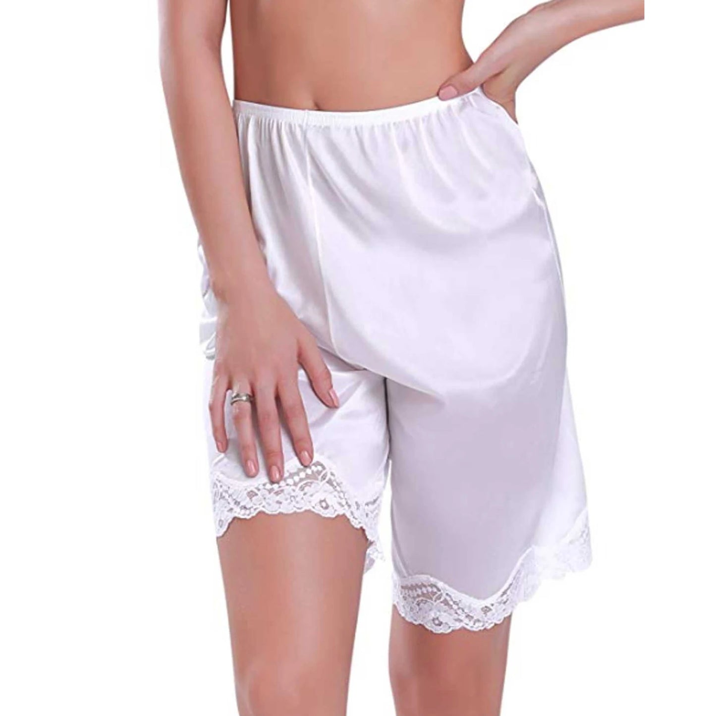 Femme Solid Sleep Wear Summer Womens Comfy Casual Lace Hem Satin shorts Sleepwear Sleep Short